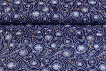 Baumwollwebware Weihnachten, blau, 0,5 m